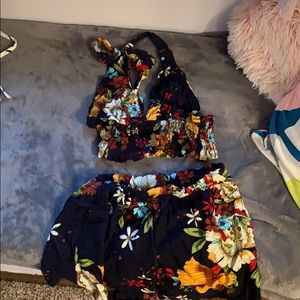 2 piece crop top and shorts